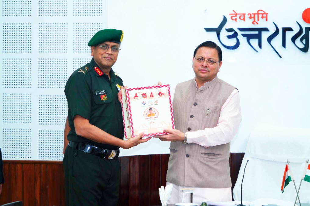 मुख्यमंत्री धामी से मिले मध्य कमान के जनरल ऑफिसर कमांडिंग-इन-चीफ लेफ्टिनेंट जनरल अनिंद्य सेनगुप्ता