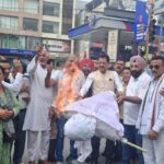 जॉर्ज एवरेस्ट पार्क आवंटन घोटाले के खिलाफ कांग्रेस ने प्रदेश भर में प्रदर्शन कर राज्य सरकार का फूंका पुतला